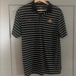 Nike Black and White Striped Polo Shirt